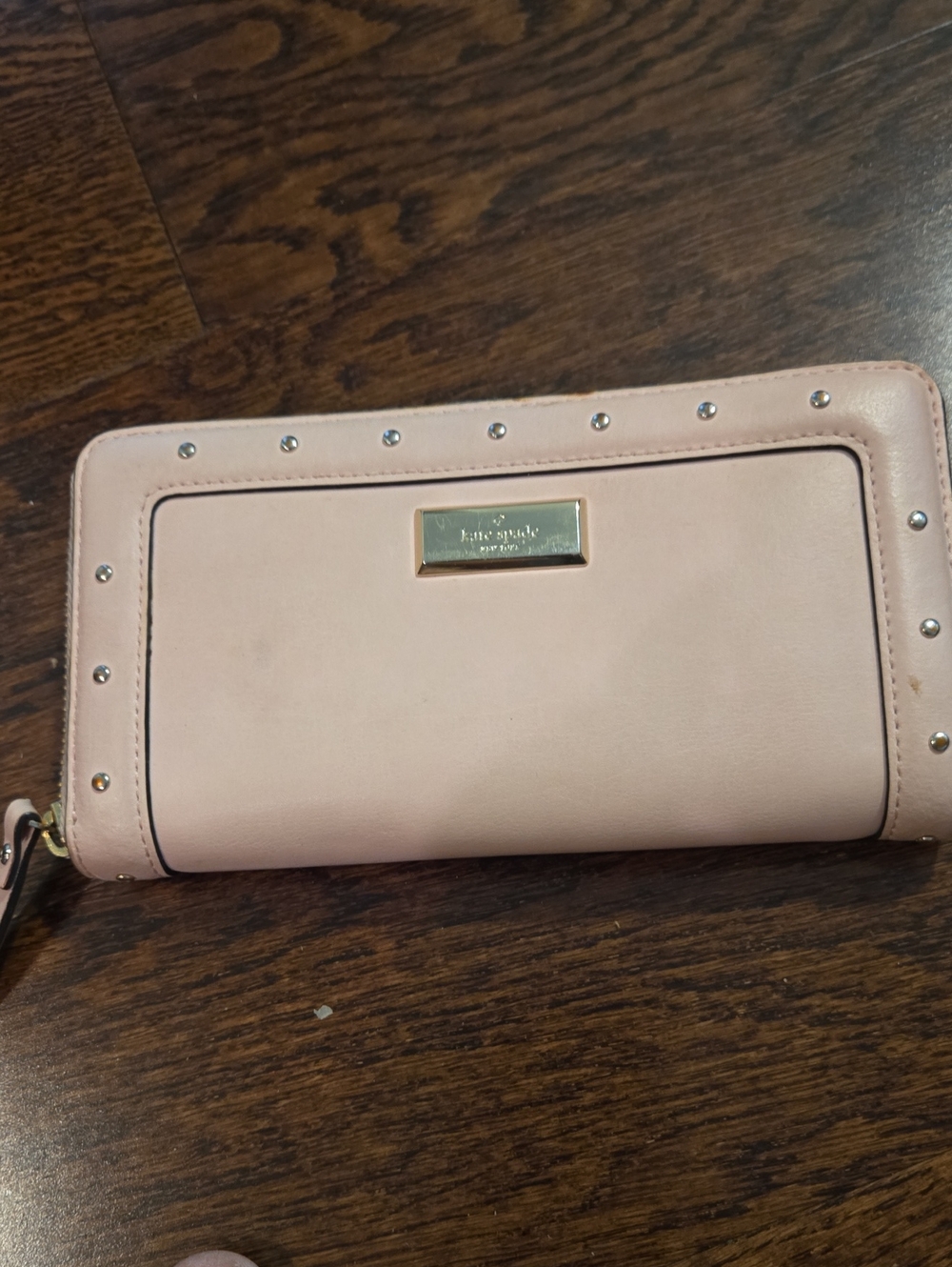 kate spade Blush Pink Studded Zip-Around Wallet